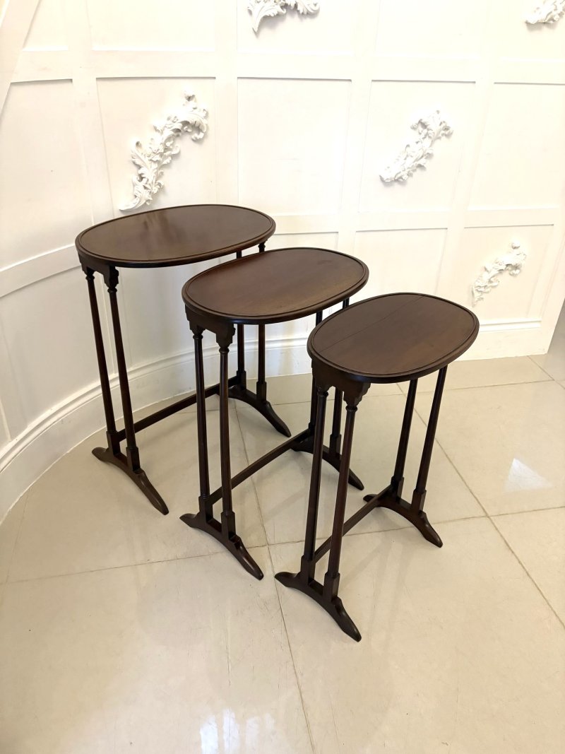 Antique Edwardian Quality Mahogany Nest of 3 Tables